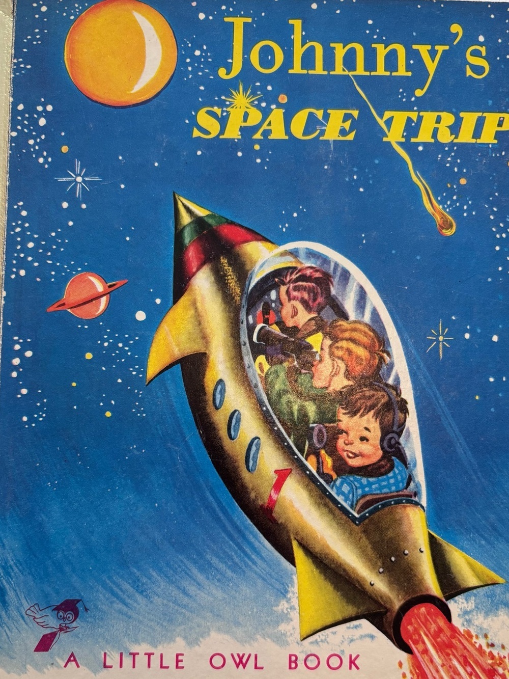 50s| Vintage A Little Owl Book ‘Johnny's Space Trip’ by Cross Publishing Antique